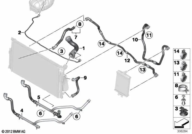 Manguera de Refrigerante para BMW F30, F31, F35, F35N, F32, F36 (OEM 17127600551). Original BMW