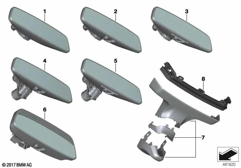 Juego de Cubiertas para Base de Espejos para BMW F90, G30, G30N, G31, G31N, G38, G32, G32N, G11, G11N, G12, G12N (OEM 51166817654). Original BMW