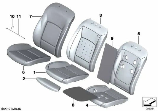 Komfortarmlehnenbezug aus beheizbarem Leder rechts für BMW F07N, F10N, F11N, F18N (OEM 52107350180). Original BMW.