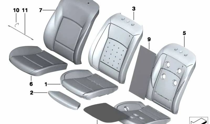 Reposabrazos derecho de cuero con ventilación OEM 52107303442 para BMW F07, F10, F11, F01, F02. Original BMW.