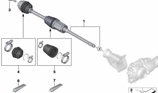 Eje de transmisión delantero derecho para BMW Serie 2 G42, Serie 3 G20, G20N (OEM 31609454248). Original BMW