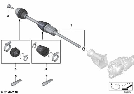 Eje de transmisión delantero derecho para BMW G11N, G12N (OEM 31605A01E86). Original BMW