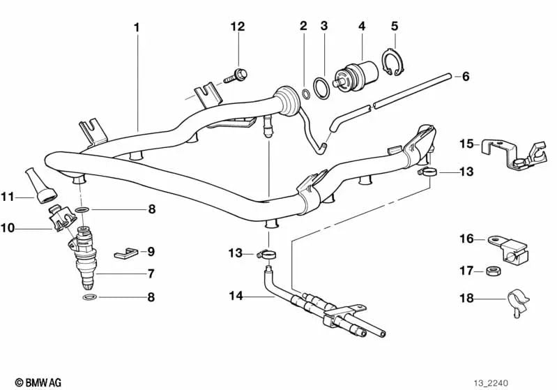 Manguera de combustible para BMW Serie 7 E38 (OEM 13531742211). Original BMW