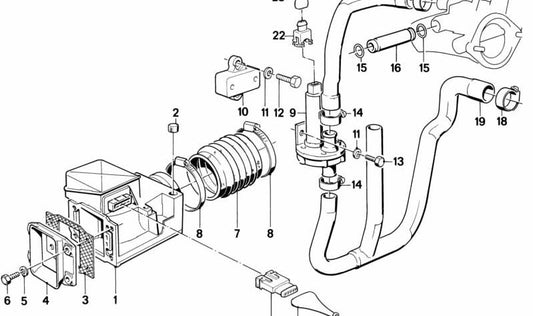 Brida de motor OEM 11121306984 para BMW E24, E28. Original BMW.