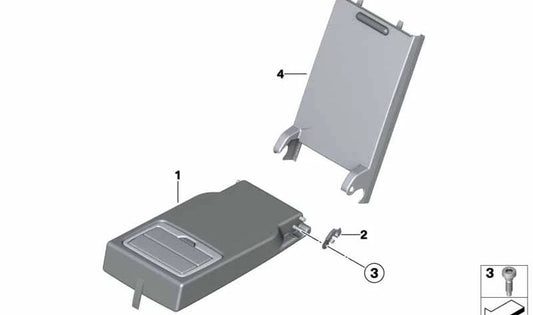 Piatti di pelle posteriore centrale OEM 52207293857 per BMW F20, F21, F22, F30, F31, F32, F34, F36. BMW originale.