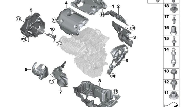 Cubierta Acústica del Sistema de Admisión para BMW I12, I15 (OEM 11148607057). Original BMW