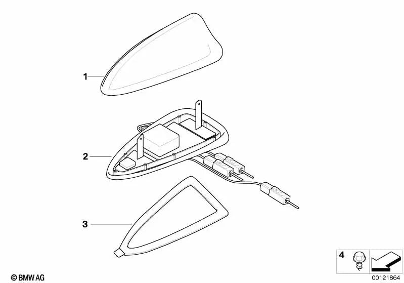 Alloggiamento dell'antenna stampato sul tetto vuoto per BMW 7 E65, E66 (OEM 84506927820). BMW originale.