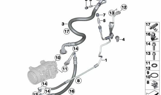 Tubería de succión para BMW F25, F26 (OEM 64539382720). Original BMW