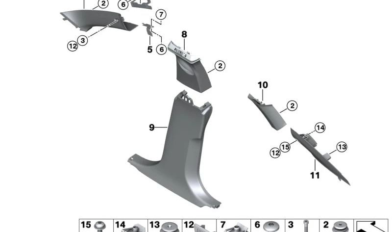 Revestimiento columna D izquierda para BMW Serie 2 F44 (OEM 51438096757). Original BMW