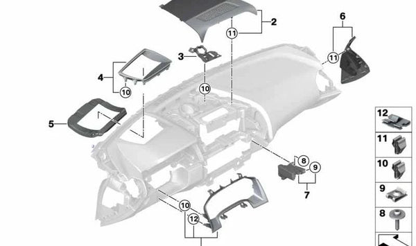 Cubierta Head-Up Display para BMW Serie 8 F91, F92, F93, G14, G15, G16 (OEM 51459396260). Original BMW