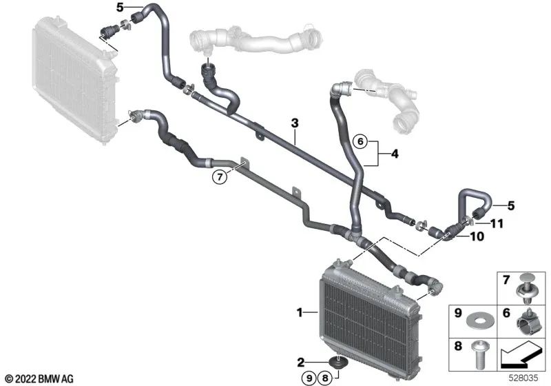 Versetztes Kühlmittelrohr für BMW G87, G80, G81, G82, G83 (OEM 17128096431). Original BMW