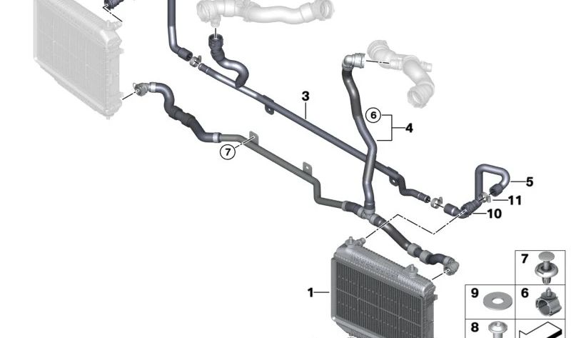 Rubber element for BMW G42, G87, G20, G21N, G80, G81, G22, G23, G26, G82, G83, G29 (OEM 17118694657). Genuine BMW