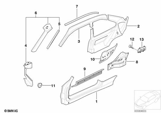 Desviador de viento izquierdo para BMW Serie 3 E36 (OEM 41328119113). Original BMW