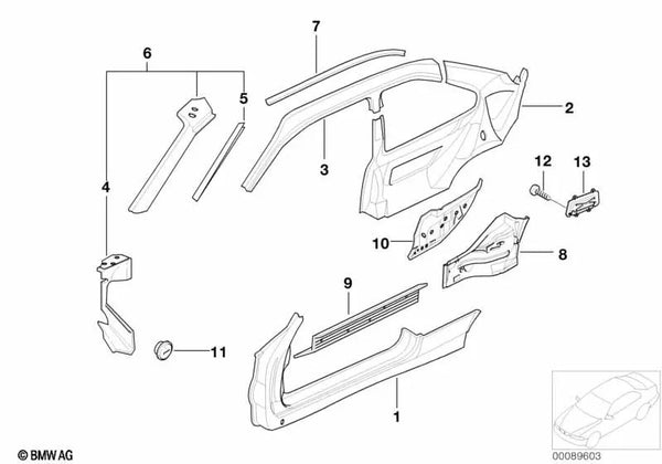 Desviador de viento izquierdo para BMW Serie 3 E36 (OEM 41328119113). Original BMW