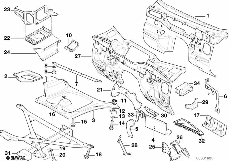 Right engine reinforcement plate for BMW E46, F30, F80 (OEM 41218410036). Genuine BMW