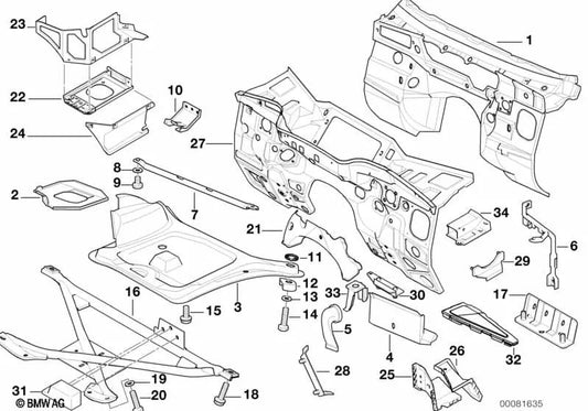 BMW Front Septum Series E36 (OEM 41131977543). BMW originale