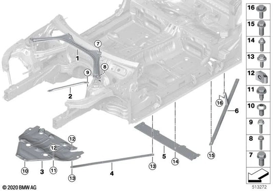 Barra de torsión trasera izquierda para BMW Serie 4 G23 (OEM 51617464501). Original BMW.