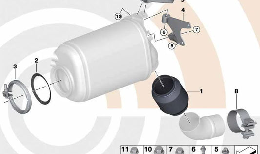 Supporto catalizzatore vicino al motore per BMW F20N, F21N, F22, F23, F30, F31, F34, F32, F33, F36, F10n, F11N, F25, F26 (OEM 18208572331). BMW originale