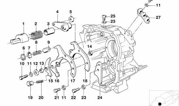 Soporte de rodamiento de transmisión OEM 23311224140 para BMW E21, E30, E28, E34, E24, E23, E32, Z1. Original BMW