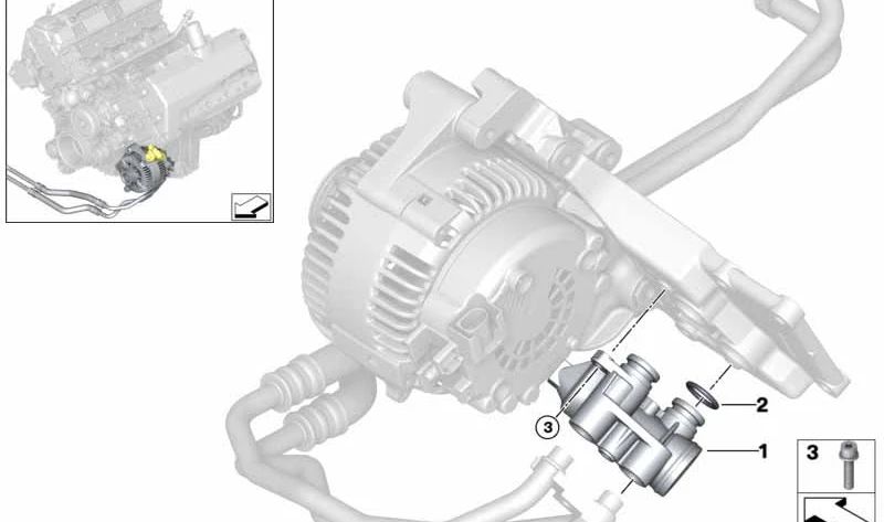 Conector con Termostato para BMW Serie 5 E60, E61, Serie 6 E63, E64, Serie 7 E65, E66, X5 E53 (OEM 11427520214). Original BMW