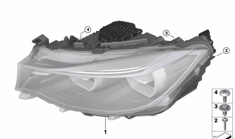 Faro LED derecho OEM 63117470414 para BMW F34 (Serie 3 Gran Turismo). Original BMW