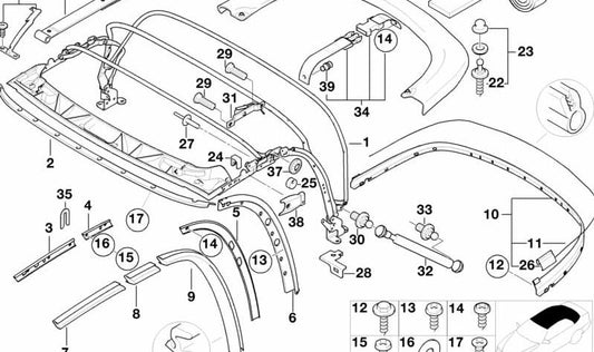 Limpador de teto interno esquerdo para BMW Série 5, Série 7 (OEM 54318412407). BMW original