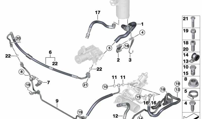 Tubería de Retorno para BMW X5 E70N (OEM 32416793786). Original BMW