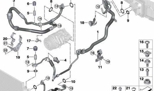 Dual Coolant Pipe for BMW G30, G11N, G30N, G12N, G14, G15, G16 (OEM 64539860588). Original BMW