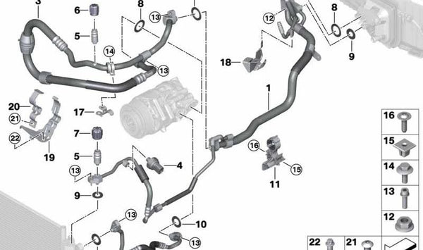 Tubería de Refrigerante Doble para BMW G30, G11N, G30N, G12N, G14, G15, G16 (OEM 64539860588). Original BMW