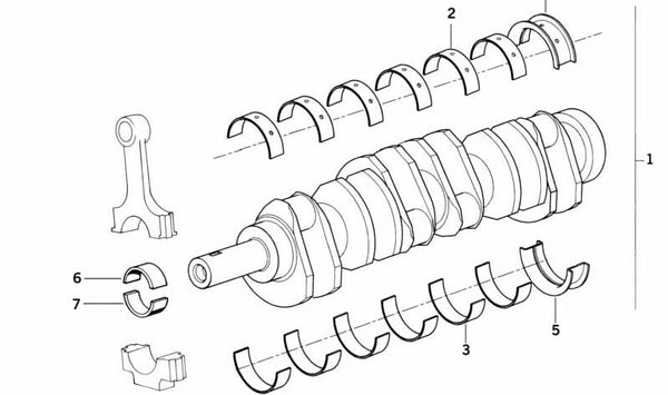 Casquillo de bancada verde OEM 11211288959 para BMW E32, E31, E34, E36. Original BMW.