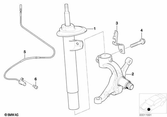 Amortiguador delantero izquierdo/derecho para BMW E46. Original BMW.