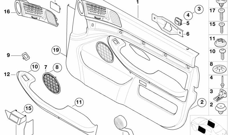 Reposabrazos delantero derecho para BMW E39 (OEM 51418194946). Original BMW