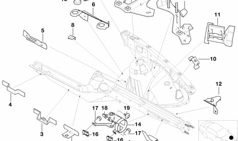 Soporte para bomba de precarga y claxon OEM 51712693745 para BMW E39. Original BMW.