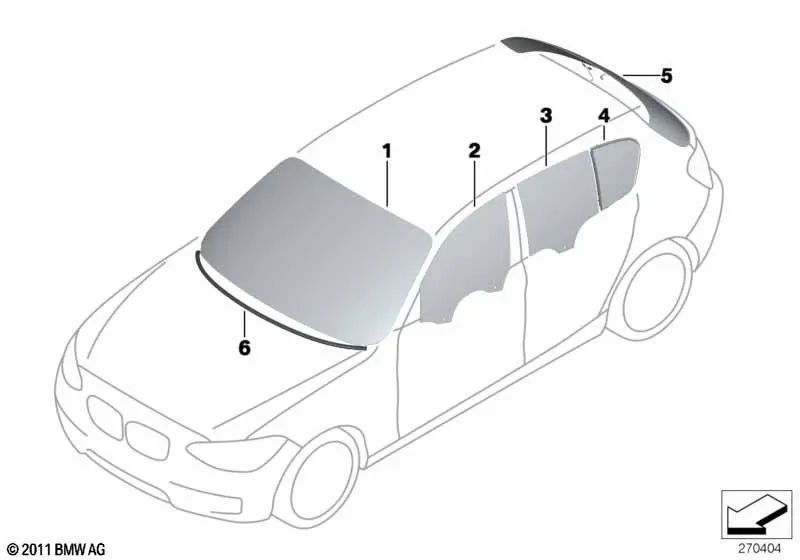 Cristal lateral fijo trasero izquierdo para BMW Serie 1 F20, F20N (OEM 51357269561). Original BMW