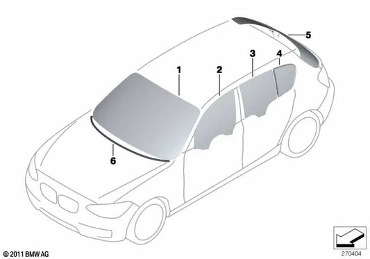 Cristal lateral fijo trasero izquierdo para BMW Serie 1 F20, F20N (OEM 51357269561). Original BMW