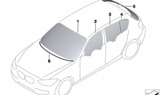 Rear right fixed glass OEM 51357269562 for BMW F20 (1 Series). Original BMW.