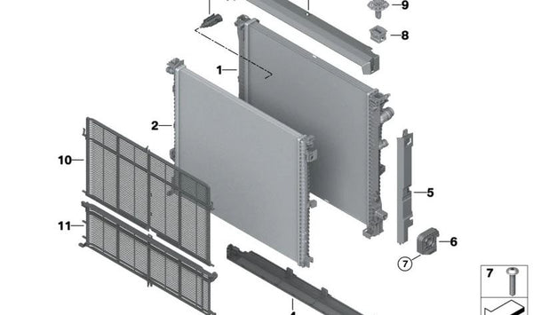 Refrigerador de líquido refrigerante para BMW X3 G01, G01N, X4 G02, G02N (OEM 17119487318). Original BMW