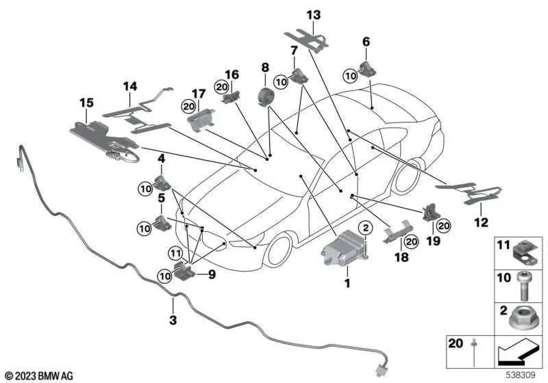 Remache ciego 4,0x10 para BMW Serie 5 F07, F10, F11, F18, G30, G31, G38, G60, Serie 6 G32, Serie 7 F01, F02, F04, G11, G12, X5 E70, F15, F85, G05, G18, X6 E71, F16, F96, G06, X7 G07, Z8 E52 (OEM 52107042164). Original BMW.