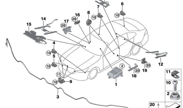 Clip de fijación OEM 07149216177 para BMW (Modelos compatibles: F22, F23, F45, F87, F34, F07, F90, G30, F06, F12, F13, G32, F01, F02, G11, G12, F91, F92, F93, G14, G15, G16, F48, F39, F25, F26, G05, G06, G07, F55, F56, F57, F54, F60). Original BMW.