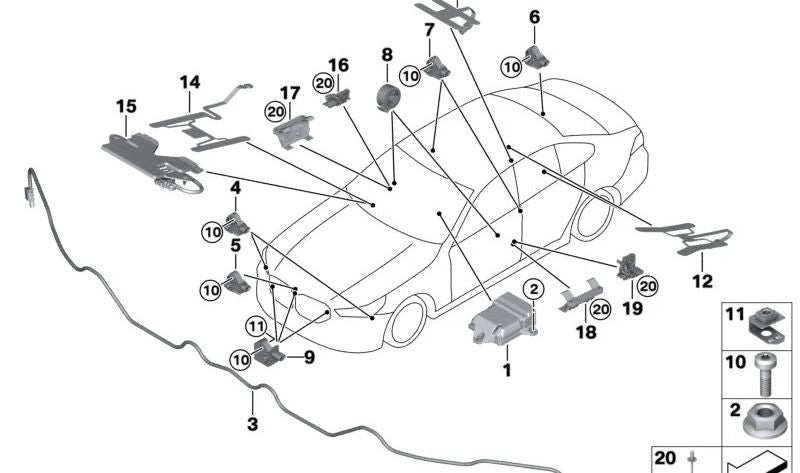 Sensor de Aceleración para BMW Serie 1 F70, Serie 2 G42, G87, U06, Serie 3 G20, G21, G28, G80, G81, Serie 4 G22, G23, G26, G82, G83, Serie 5 G30, G60, G61, G68, G90, Serie 7 G70, Serie 8 F91, F92, F93, G14, G15, G16, i I20, X1 U11, U12, X2 U10, X3 G01, G0