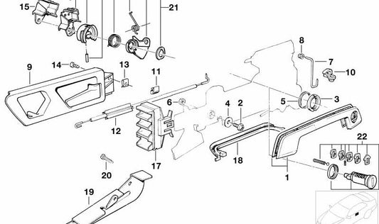 Palanca izquierda para BMW Serie 7 E32 (OEM 51211938193). Original BMW