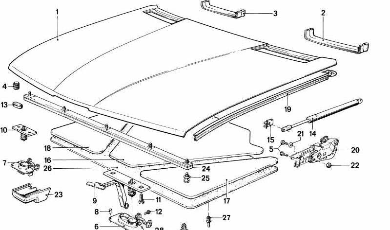 Left gasket for BMW 5 Series E28 (OEM 51231917747). Original BMW