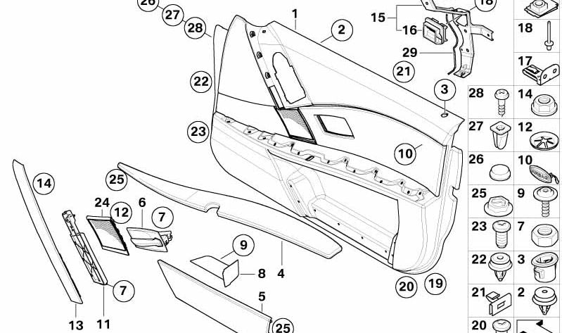 Parte inferior del tirador delantero derecho para BMW E60, E61 (OEM 51417076290). Original BMW