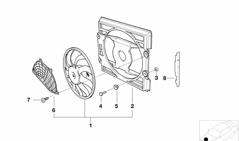 Ventilador de presión para BMW Serie 7 E38, Z8 E52 (OEM 64546921383). Original BMW