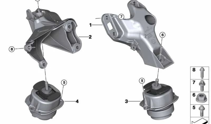 Soporte de motor izquierdo para BMW X5 E70, F15 y X6 E71, F16 (OEM 22116865145). Original BMW