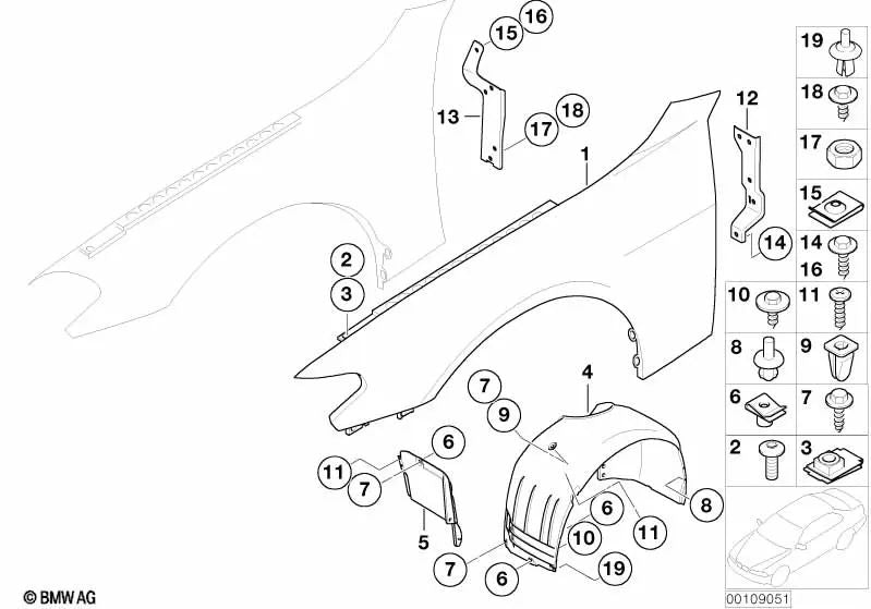 Pared lateral delantera izquierda para BMW Serie 7 E65, E66 (OEM 41357138473). Original BMW.