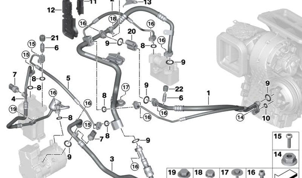 Tubo doble para BMW X1 U11, U12 X2 U10, MINI U25 (OEM 64505A35841). Original BMW