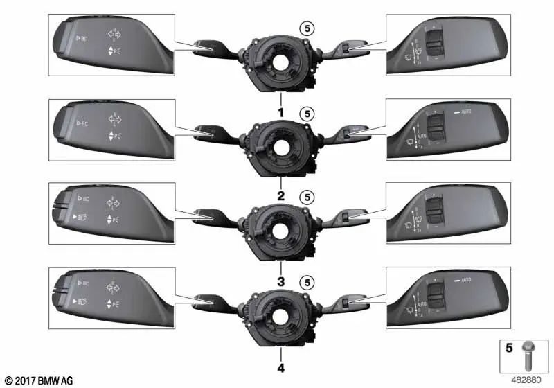 Lenksäulen-Kontrollzentrum für BMW 2er F22N, F23N, F87N, 3er F30N, F34N, F35N, F80N, 4er F32N, F33N, F36N, F82N, F83N (OEM 61315A32CD4). Original BMW