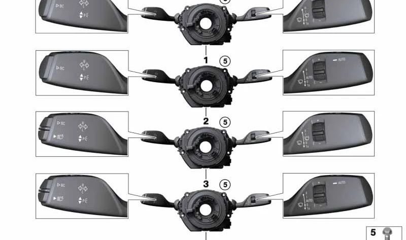 Centro de control de la columna de dirección para BMW Serie 2 F22N, F23N, F87N, Serie 3 F30N, F34N, F35N, F80N, Serie 4 F32N, F33N, F36N, F82N, F83N (OEM 61315A0F928). Original BMW