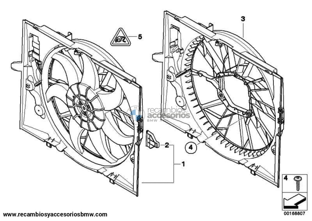 Cerco De Ventilador Con 600W Para Bmw E60 E61 E63 E64 E65 E66 . Original Recambios